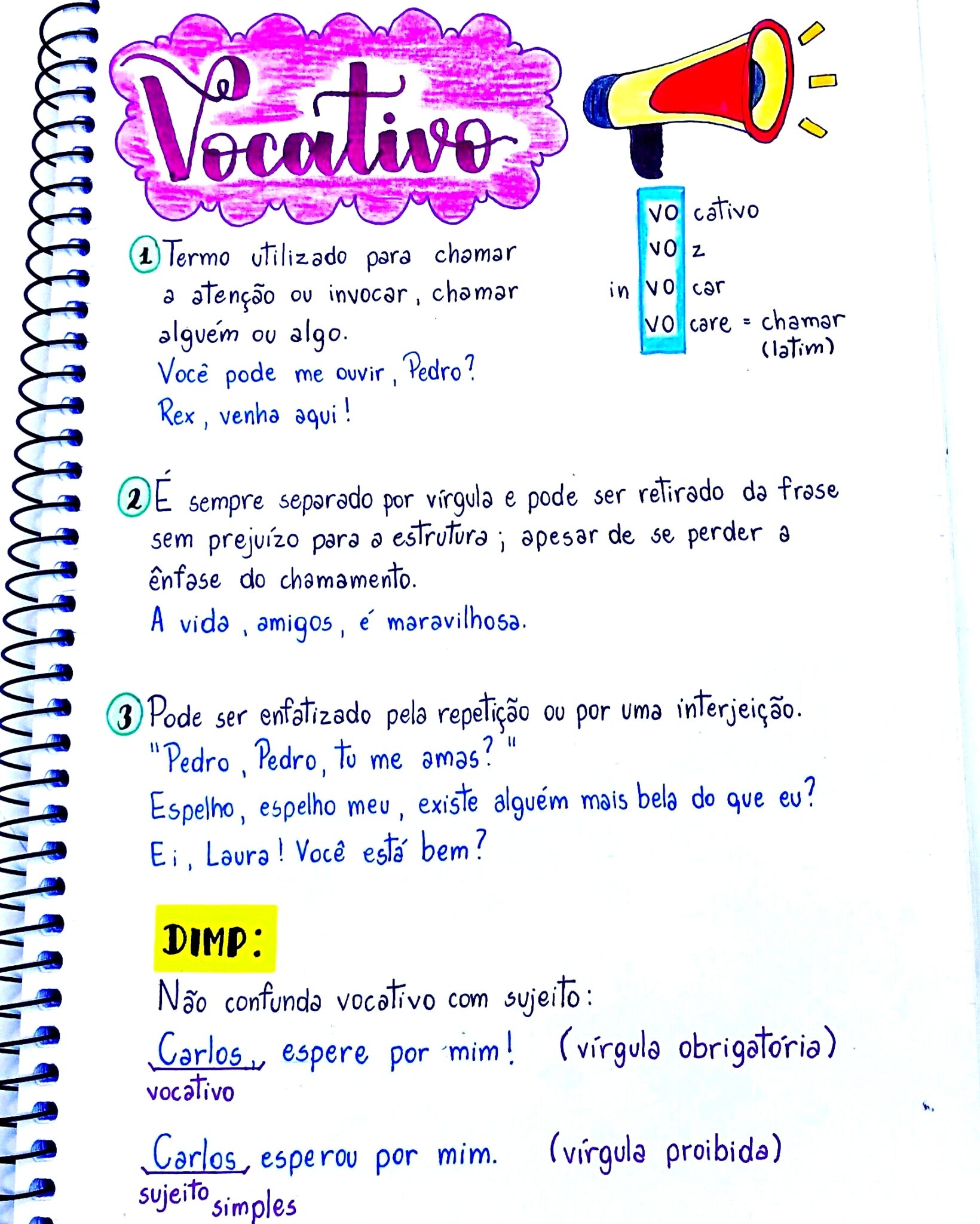 MAPA MENTAL SOBRE VOCATIVO - Maps4Study