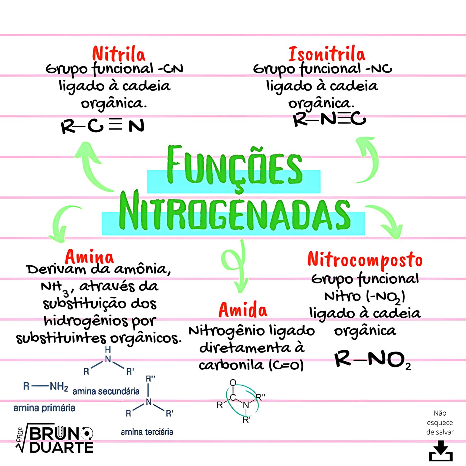 MAPA MENTAL SOBRE FUNÇÕES NITROGENADAS - Maps4Study