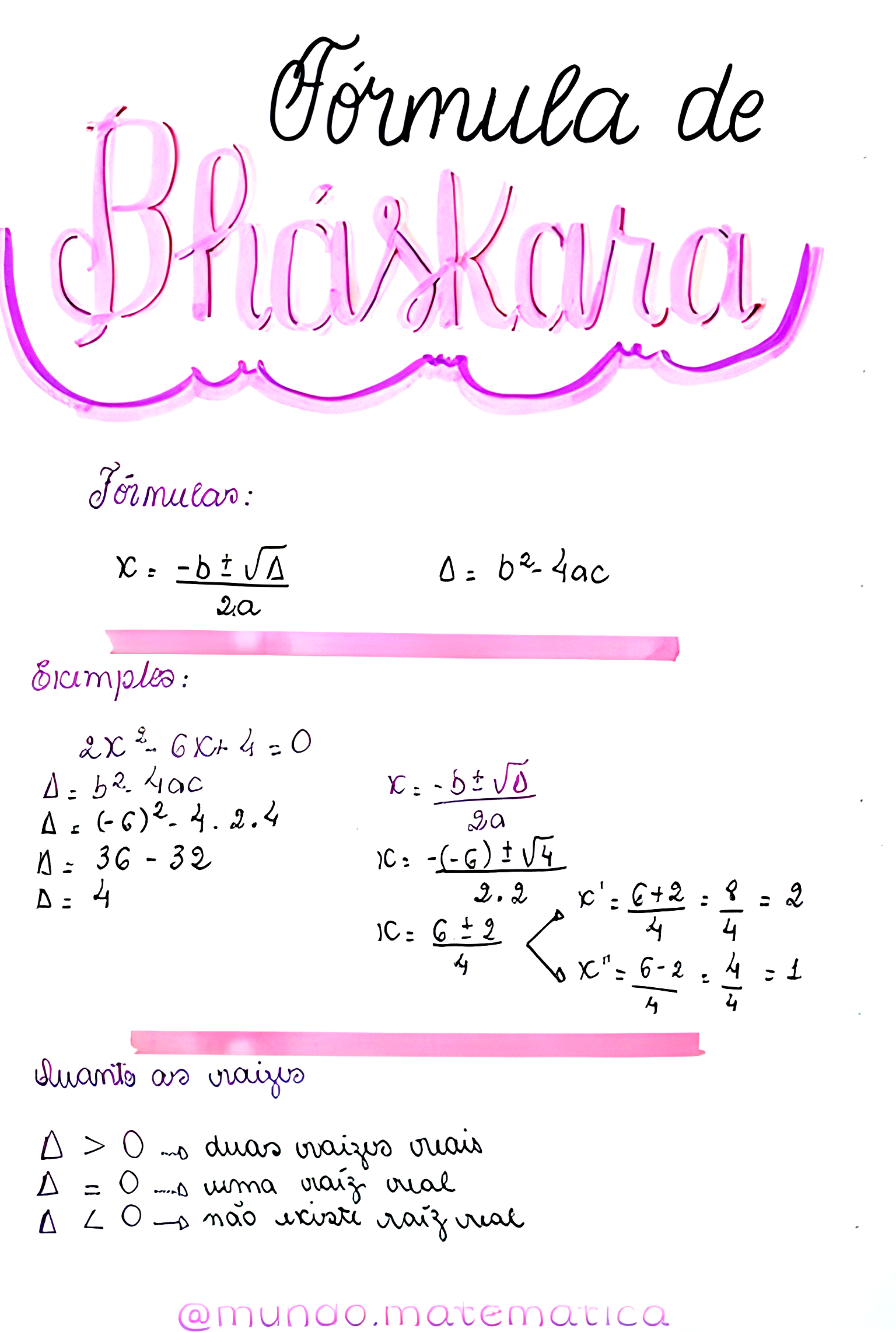 MAPA MENTAL SOBRE FÓRMULA DE BHASKARA - Maps4Study