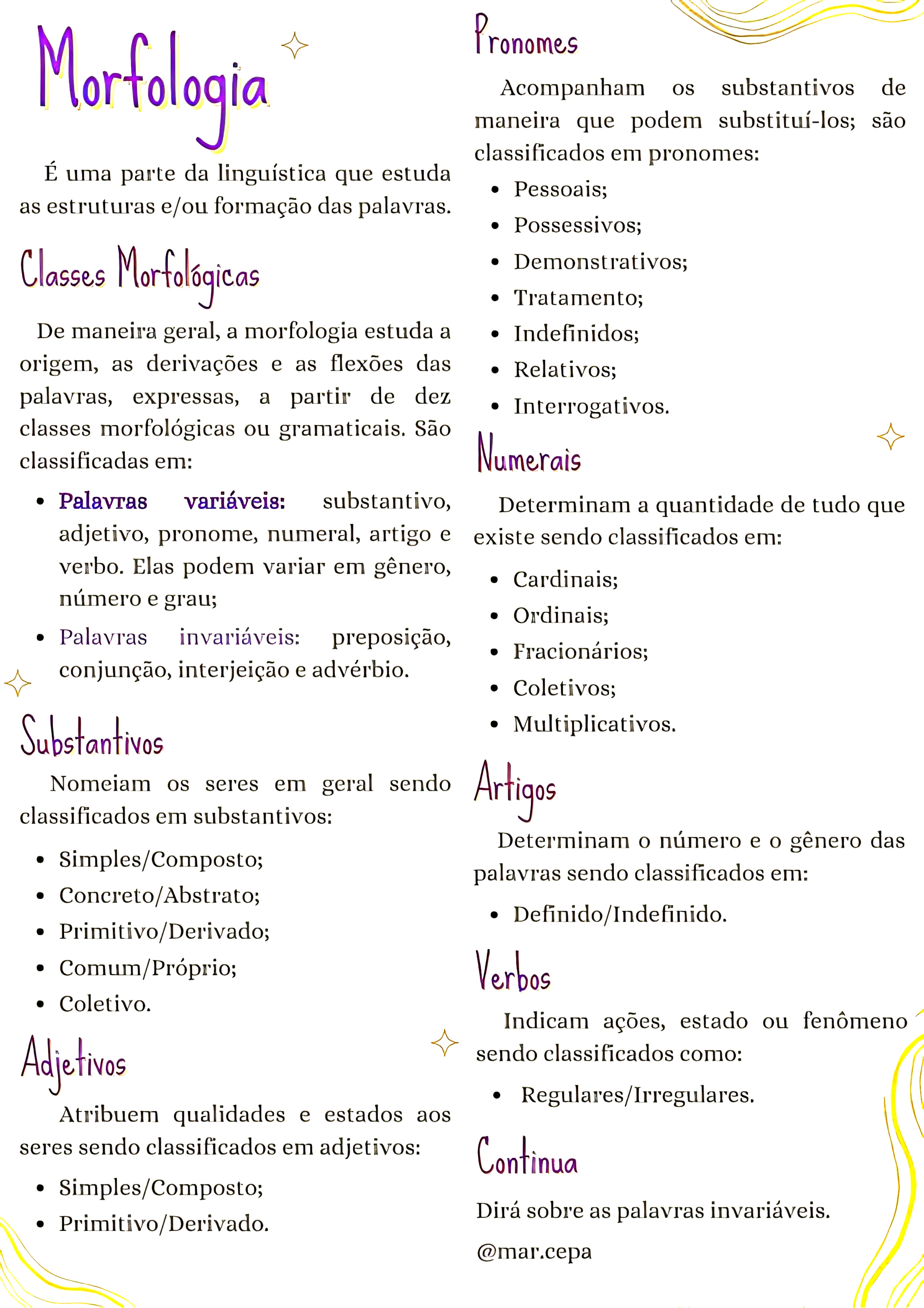 MAPA MENTAL SOBRE MORFOLOGIA - Maps4Study