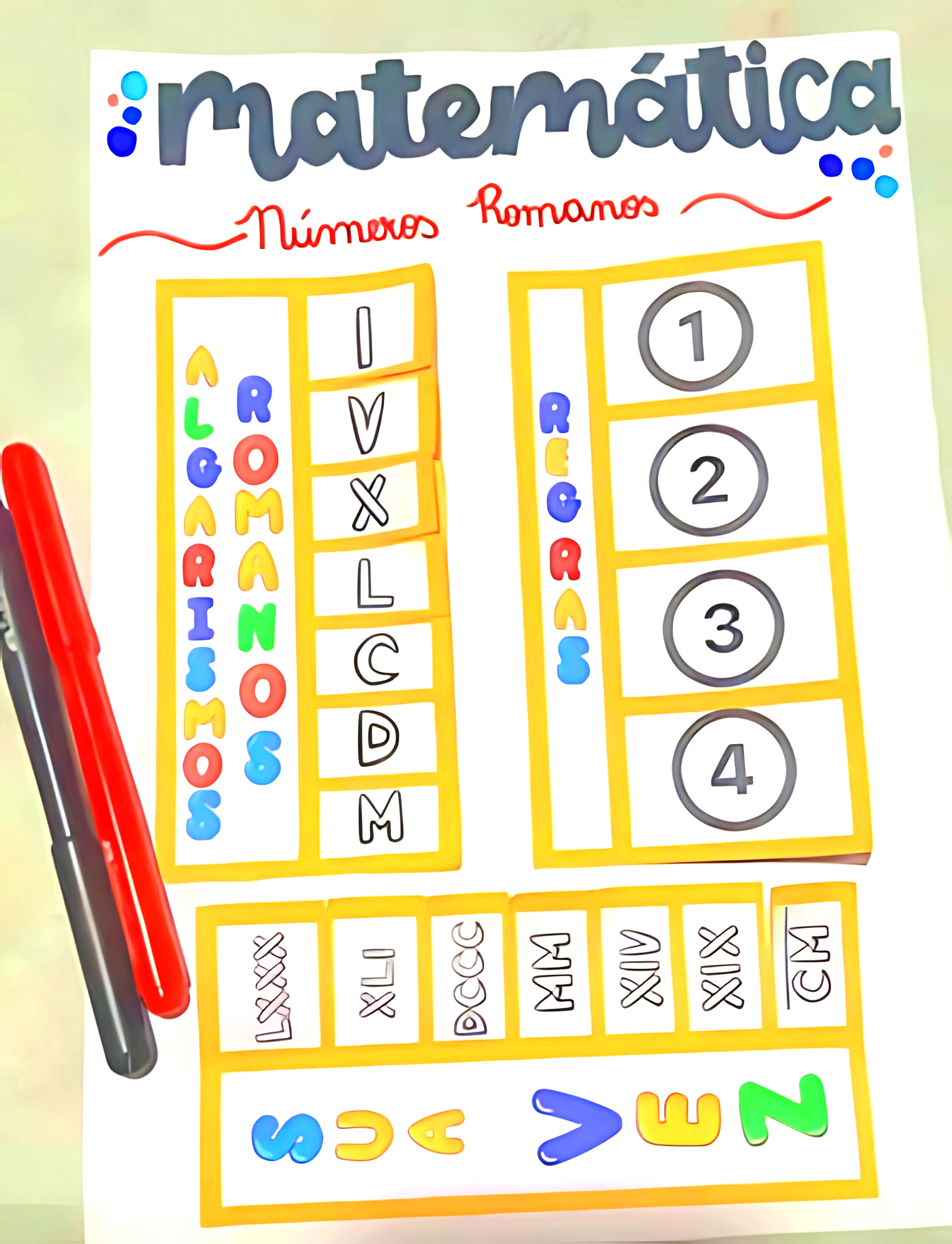 MAPA MENTAL SOBRE NÚMEROS ROMANOS