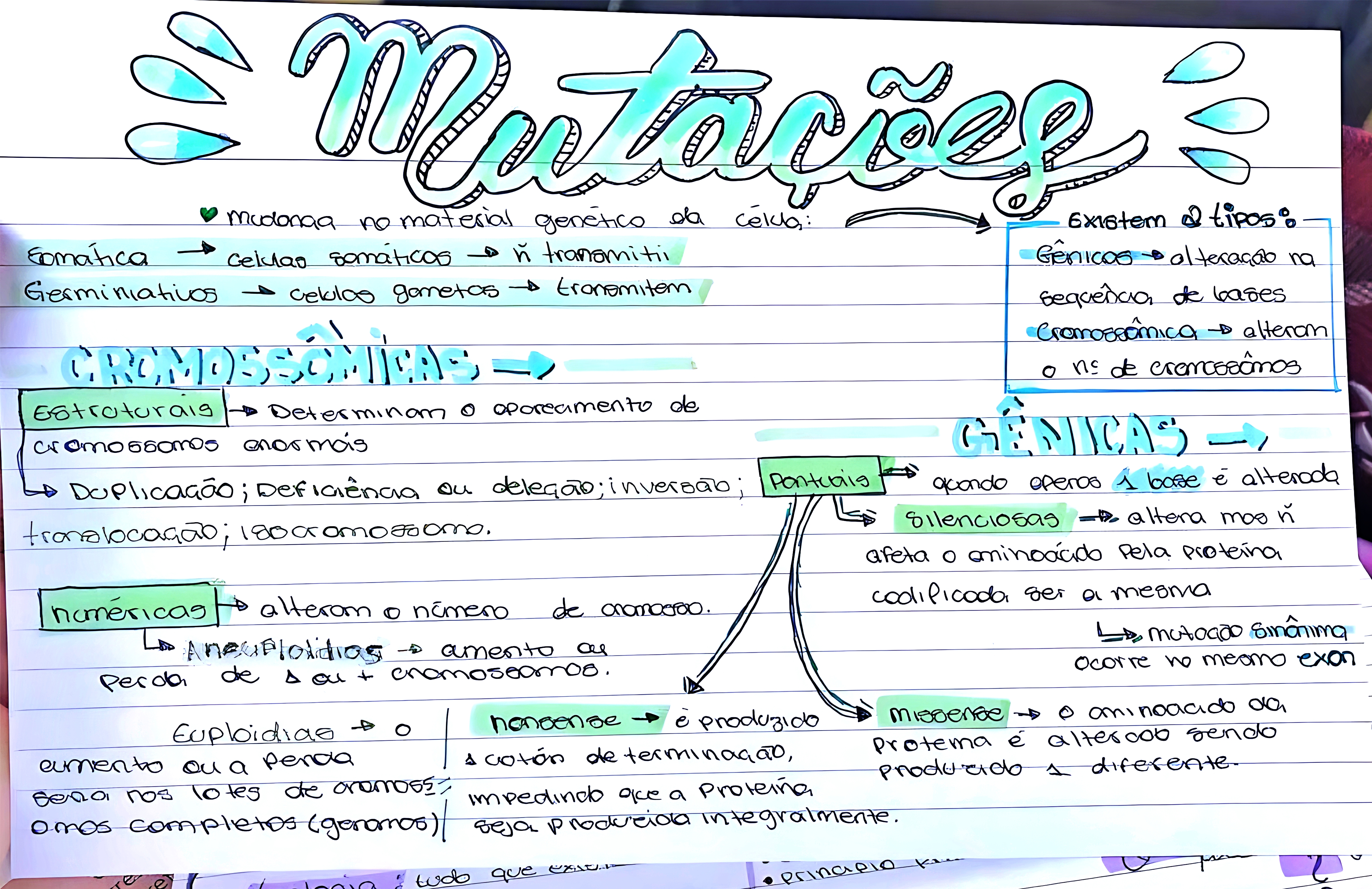 MAPA MENTAL SOBRE ALTERAÇÕES CROMOSSOMICAS