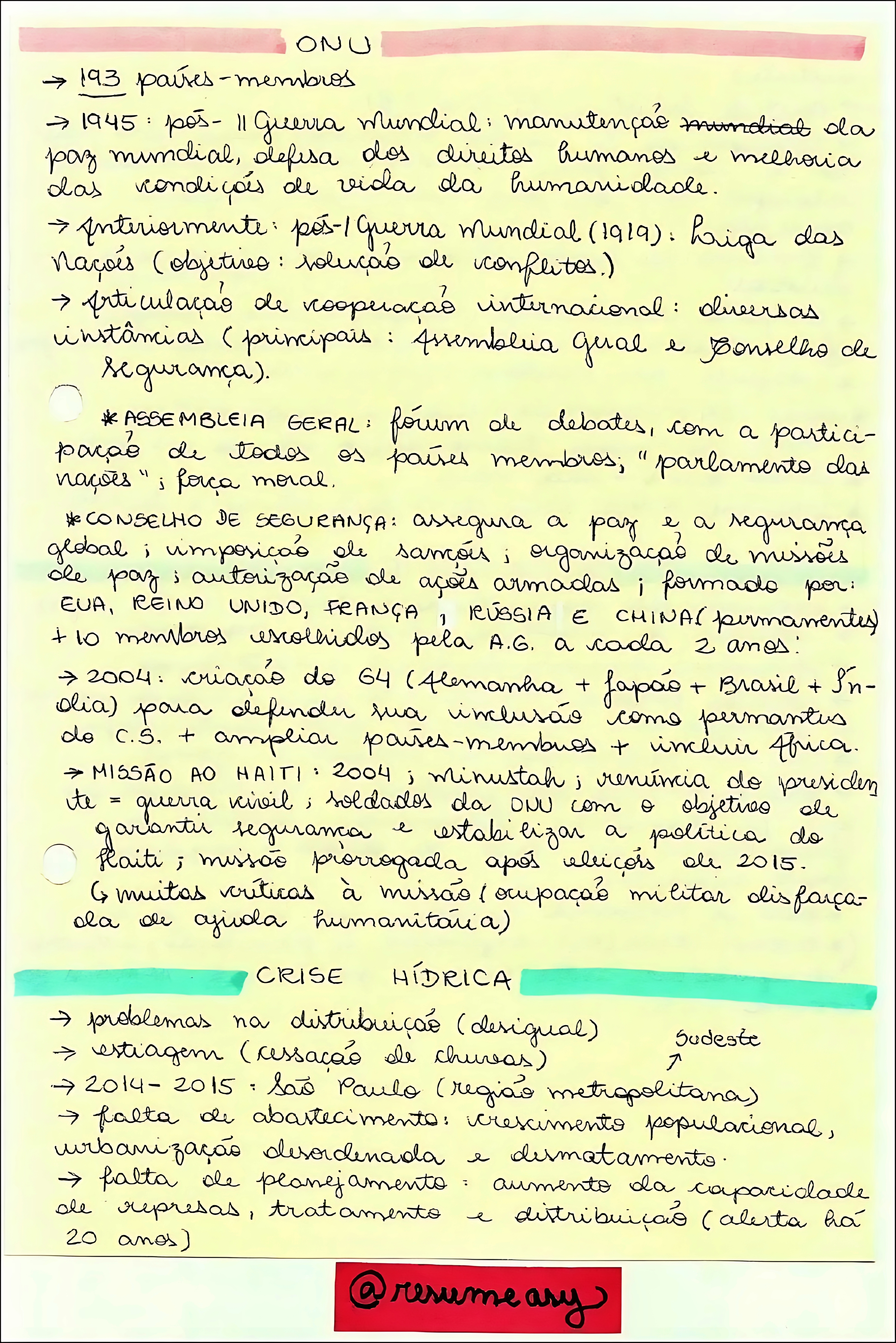MAPA MENTAL SOBRE ORGANIZAÇÃO DAS NAÇÕES UNIDAS