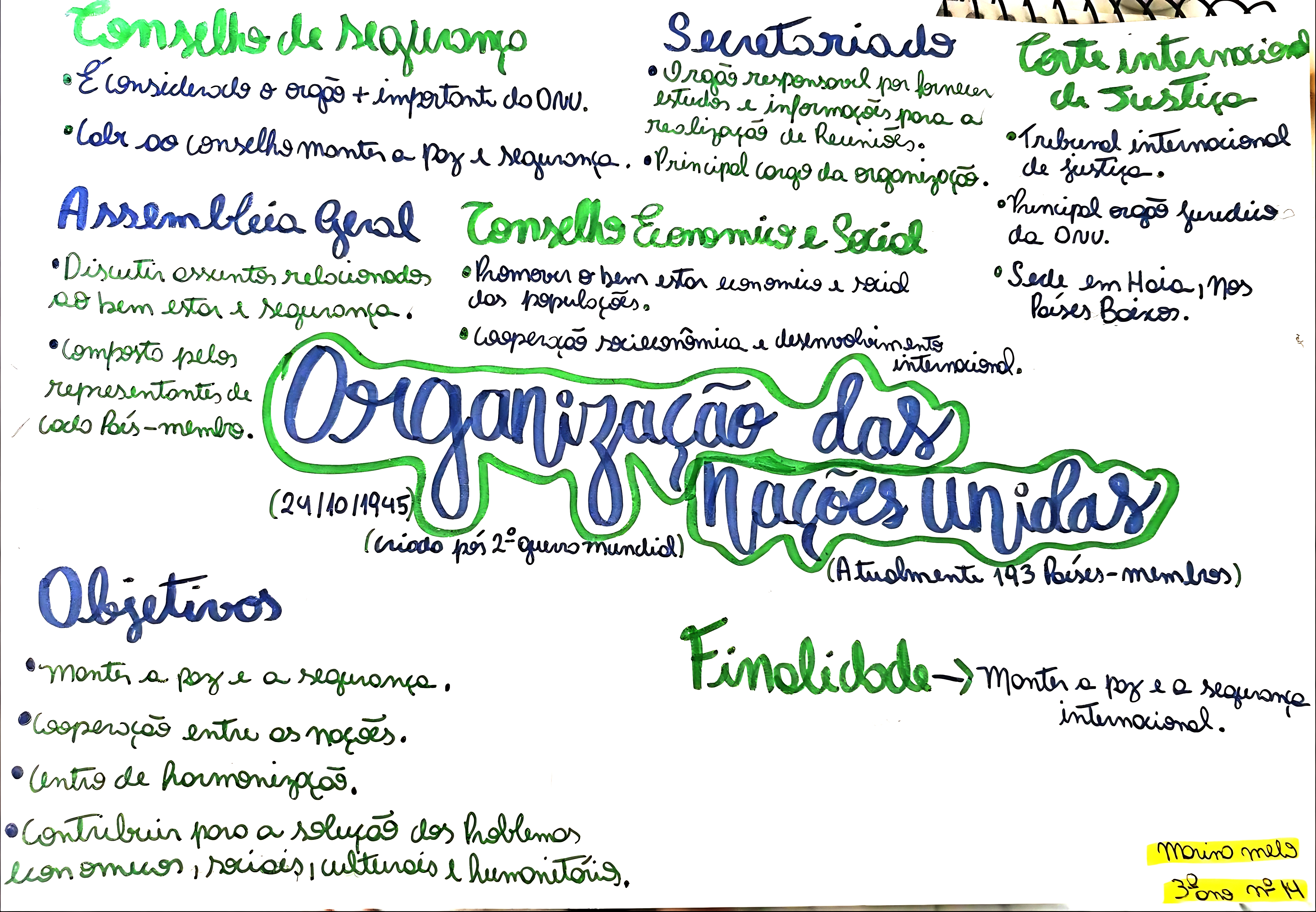 MAPA MENTAL SOBRE ORGANIZAÇÃO DAS NAÇÕES UNIDAS
