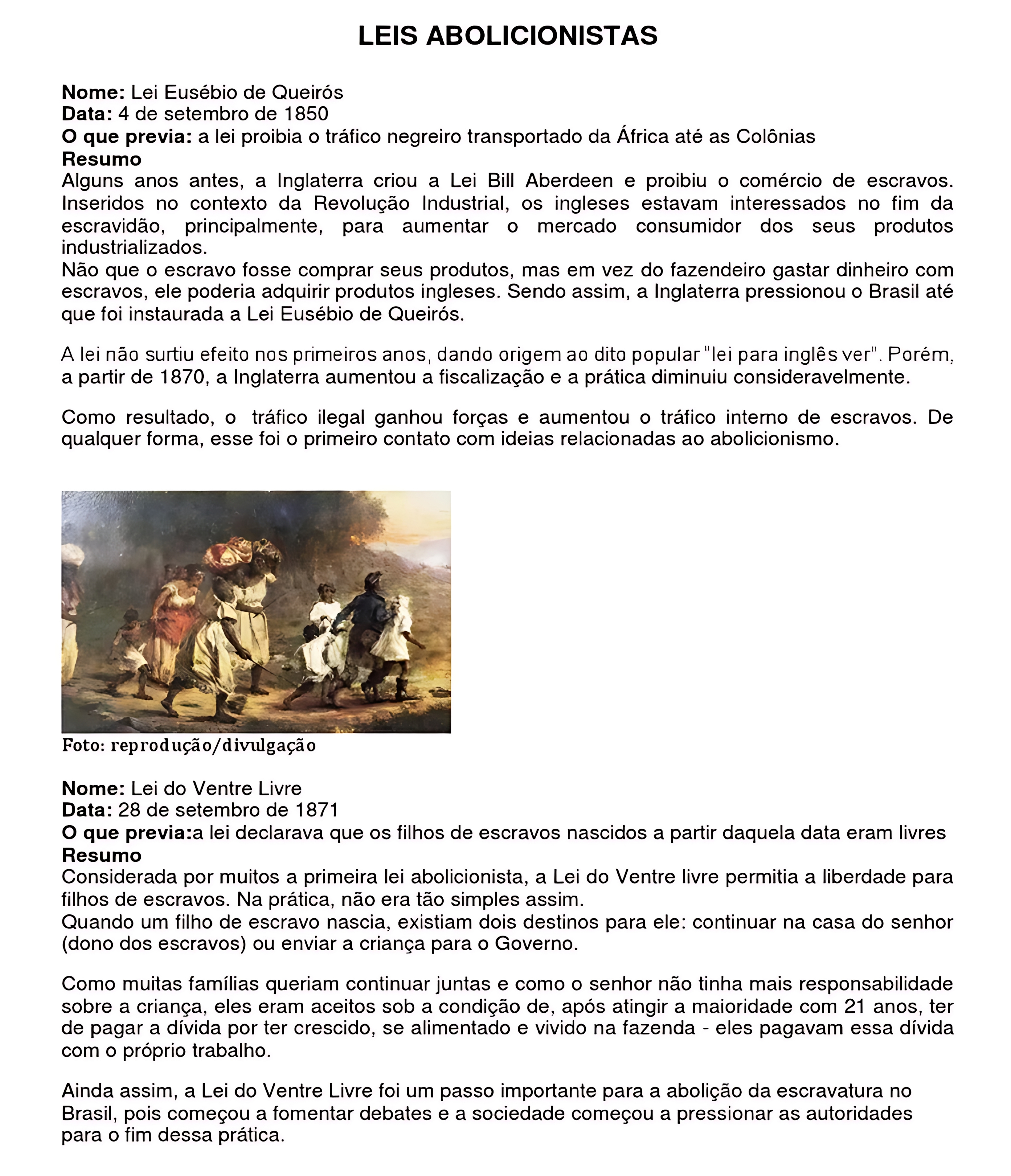 MAPA MENTAL SOBRE LEIS ABOLICIONISTAS