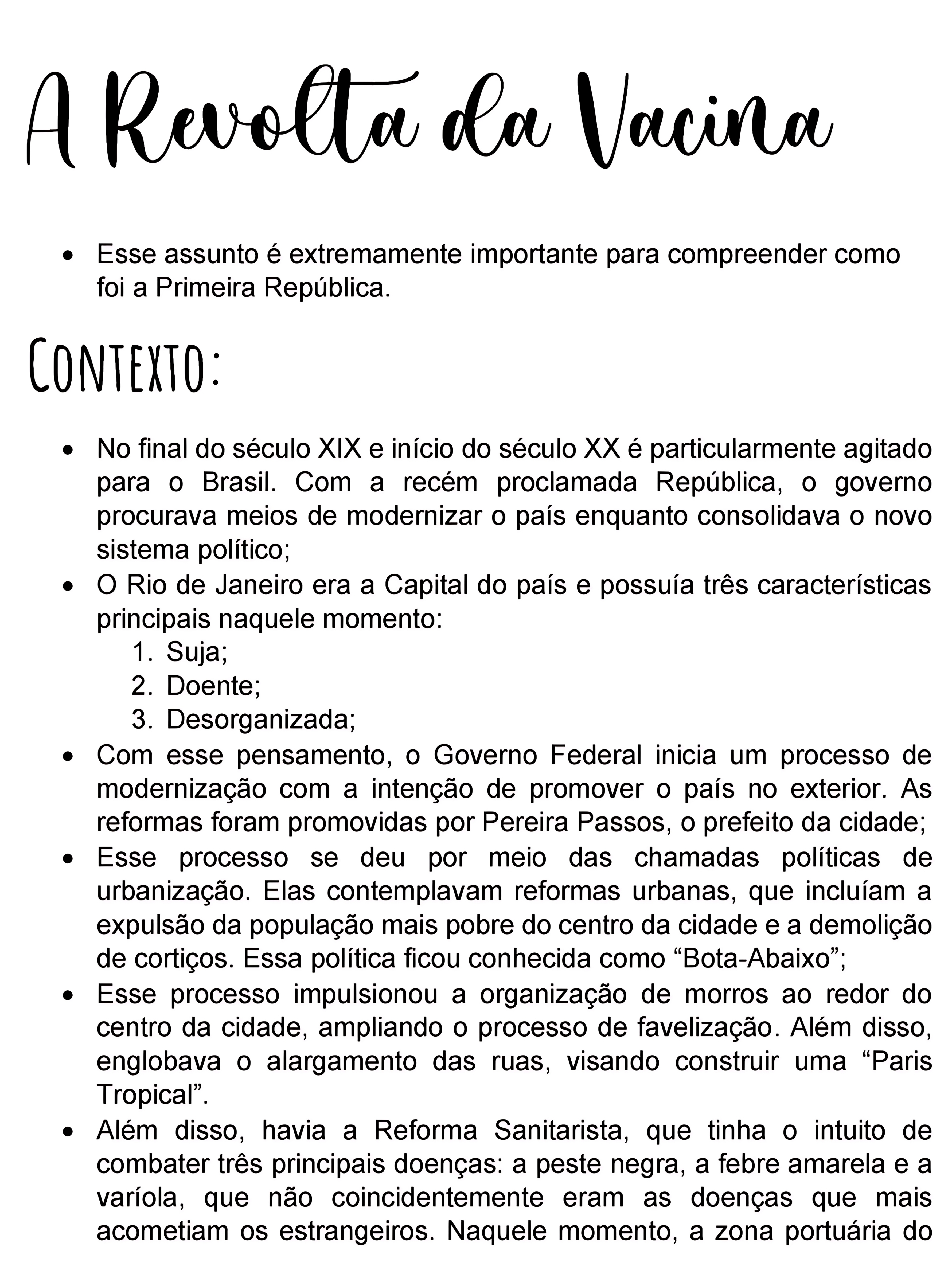 MAPA MENTAL SOBRE REVOLTA DA VACINA