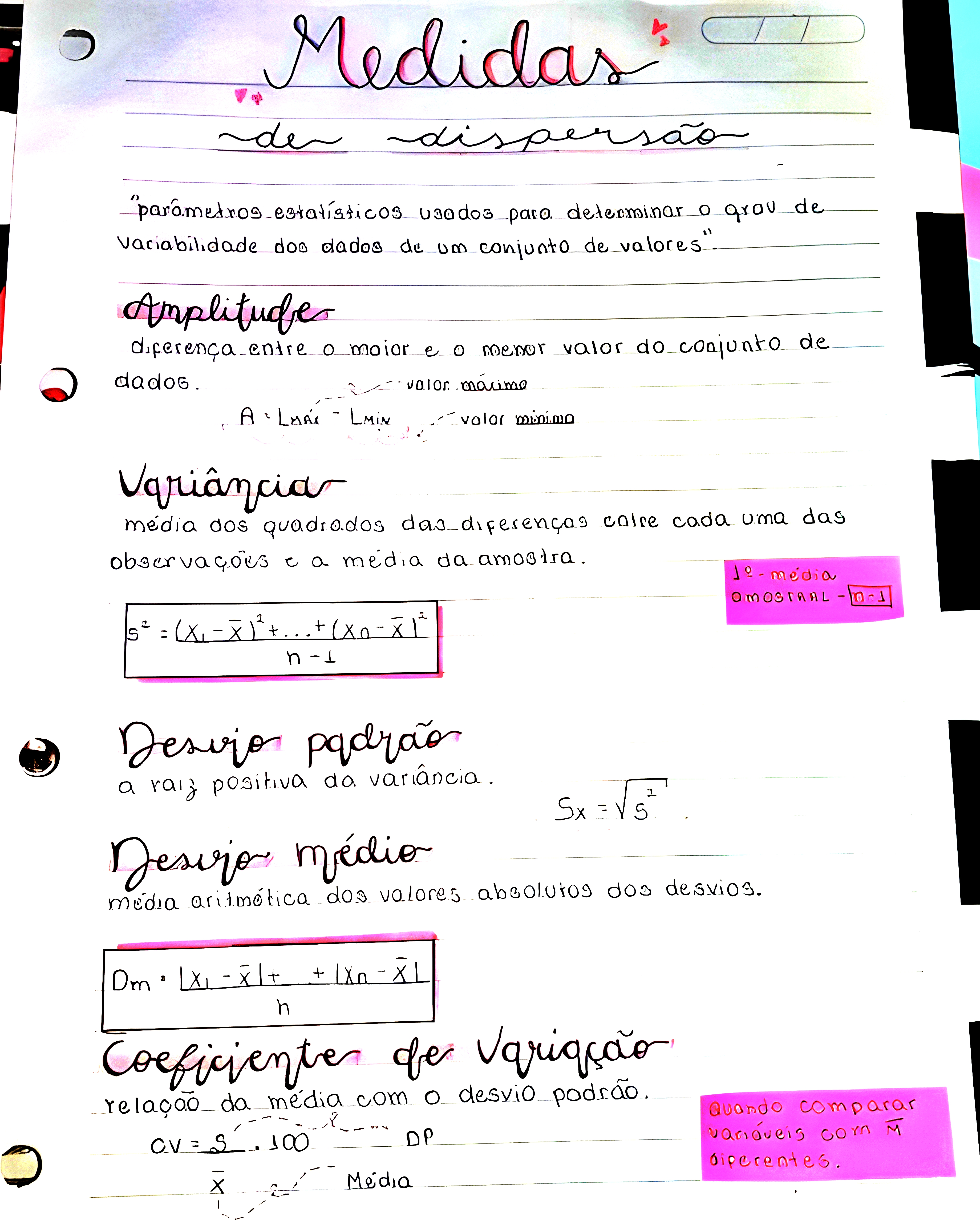 MAPA MENTAL SOBRE MEDIDAS DE DISPERSAO