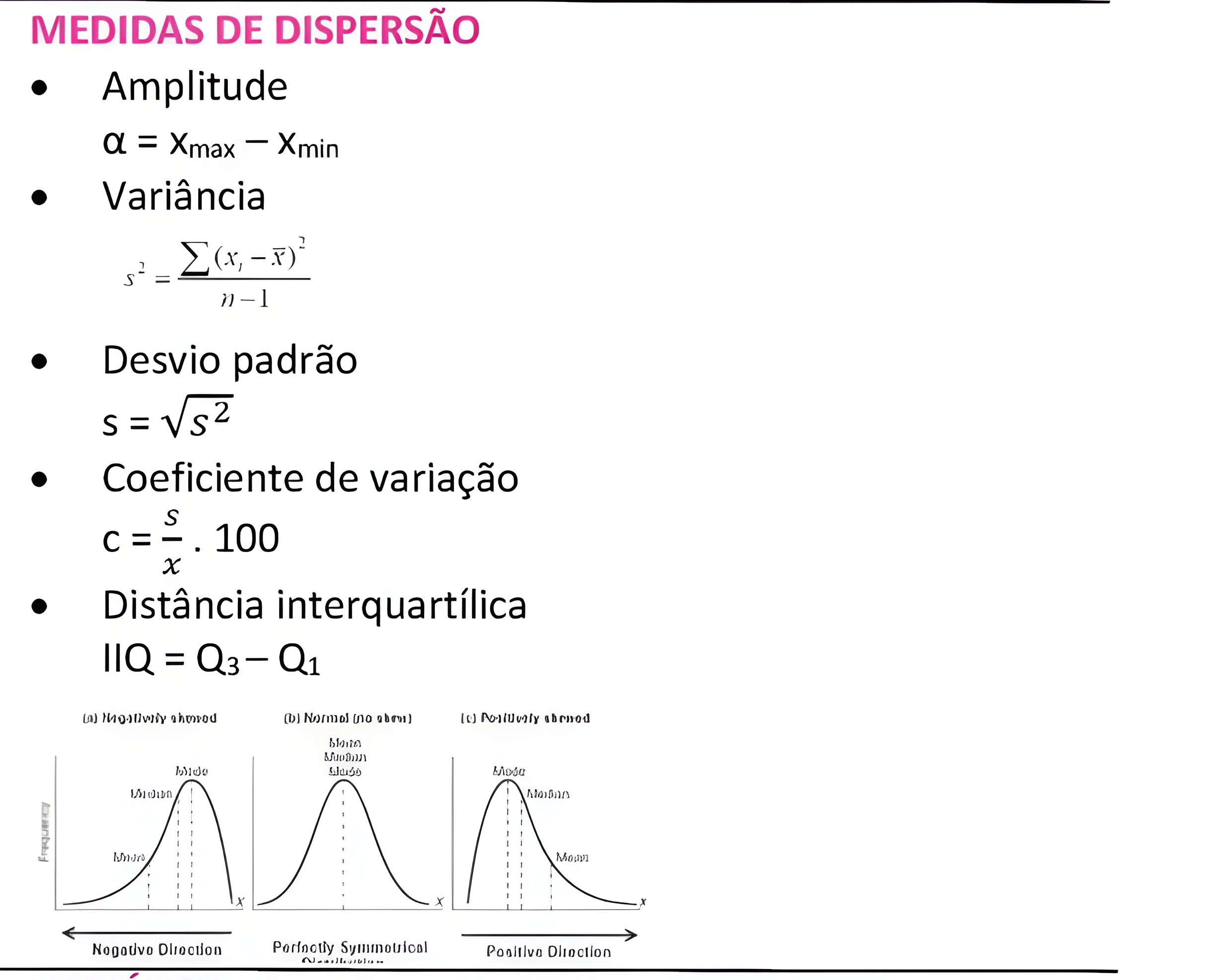 MAPA MENTAL SOBRE MEDIDAS DE DISPERSAO