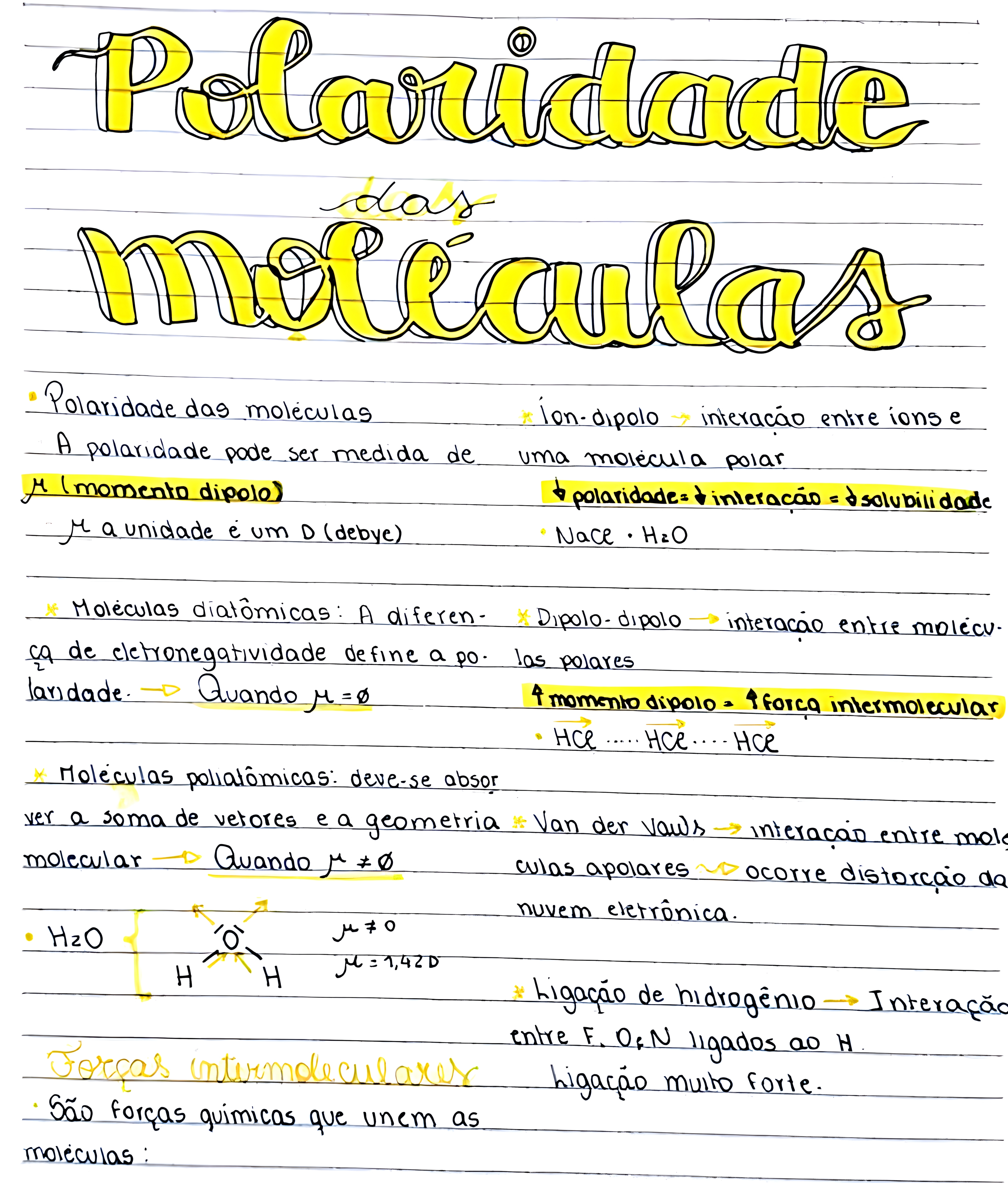 MAPA MENTAL SOBRE POLARIDADE DAS MOLECULAS