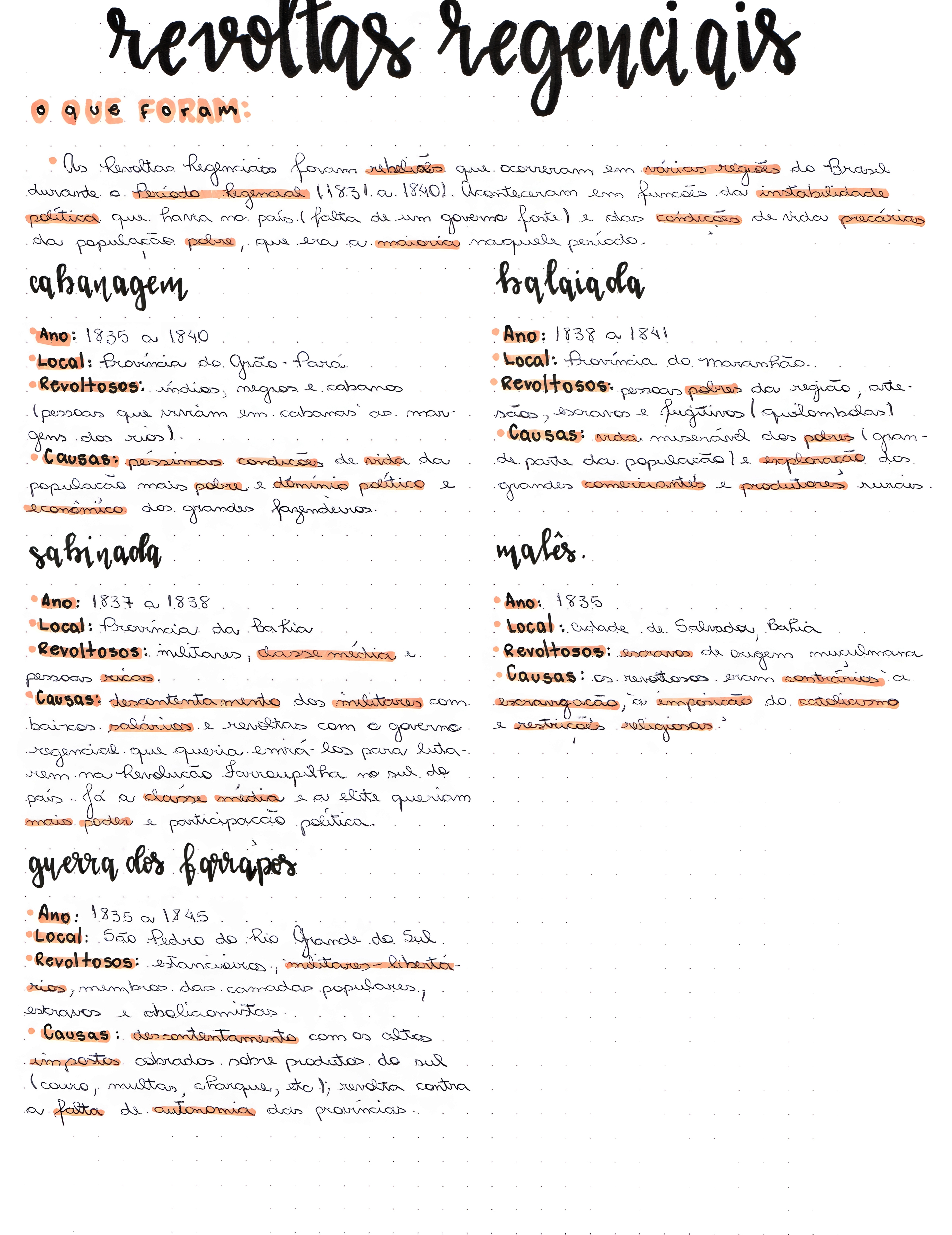 MAPA MENTAL SOBRE REVOLTAS REGENCIAIS