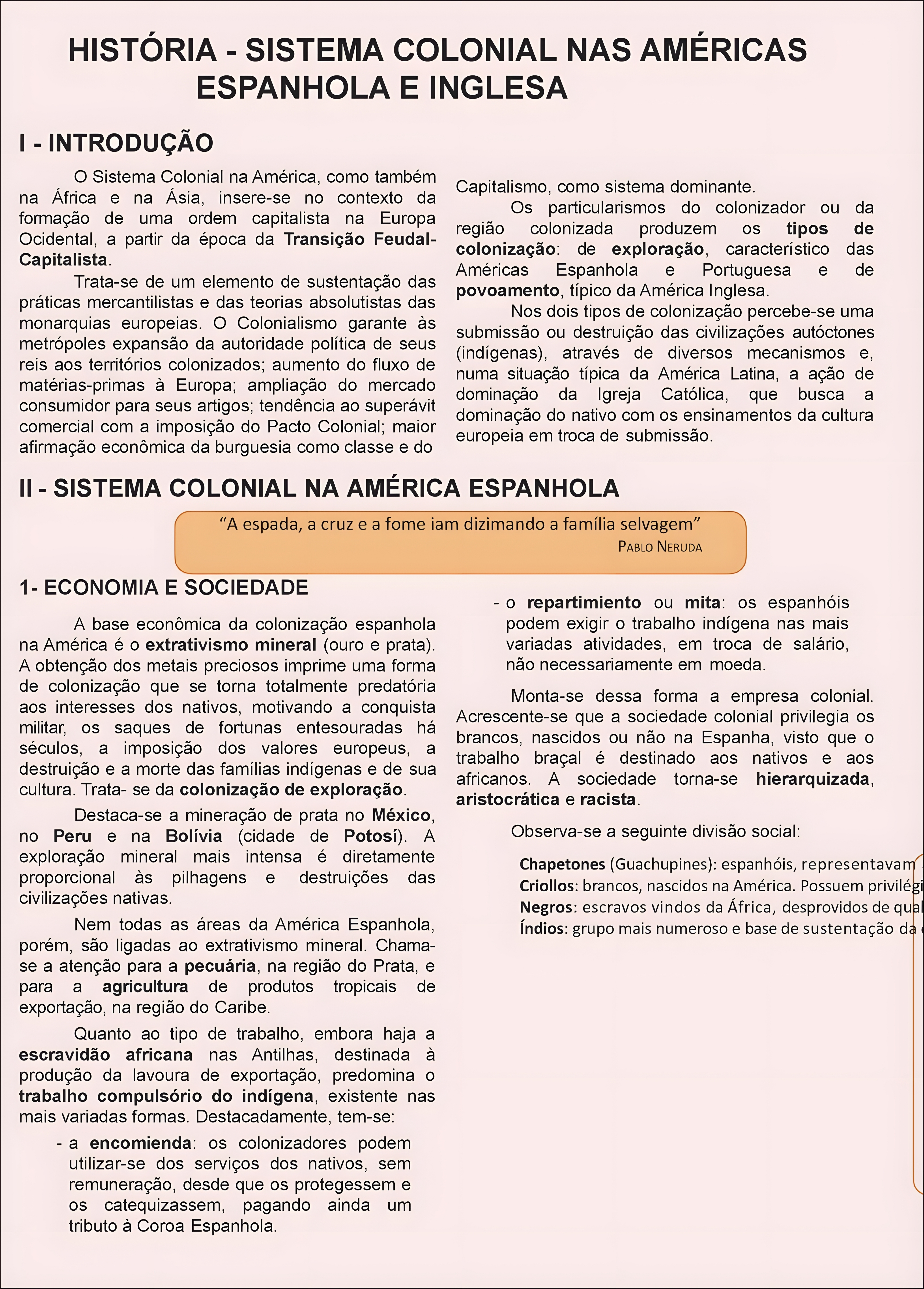 MAPA MENTAL SOBRE SISTEMA COLONIAL