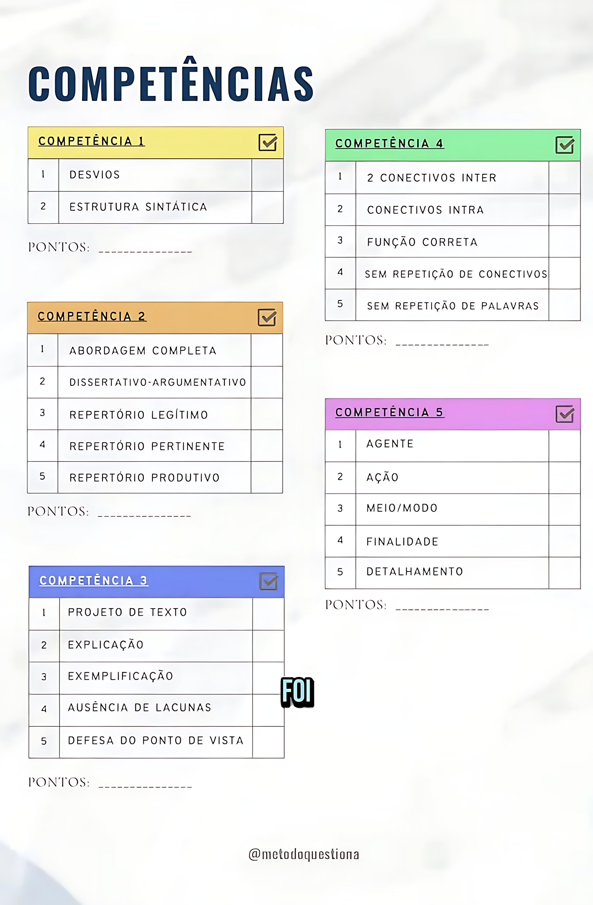 AS 5 COMPETÊNCIAS DA REDAÇÃO