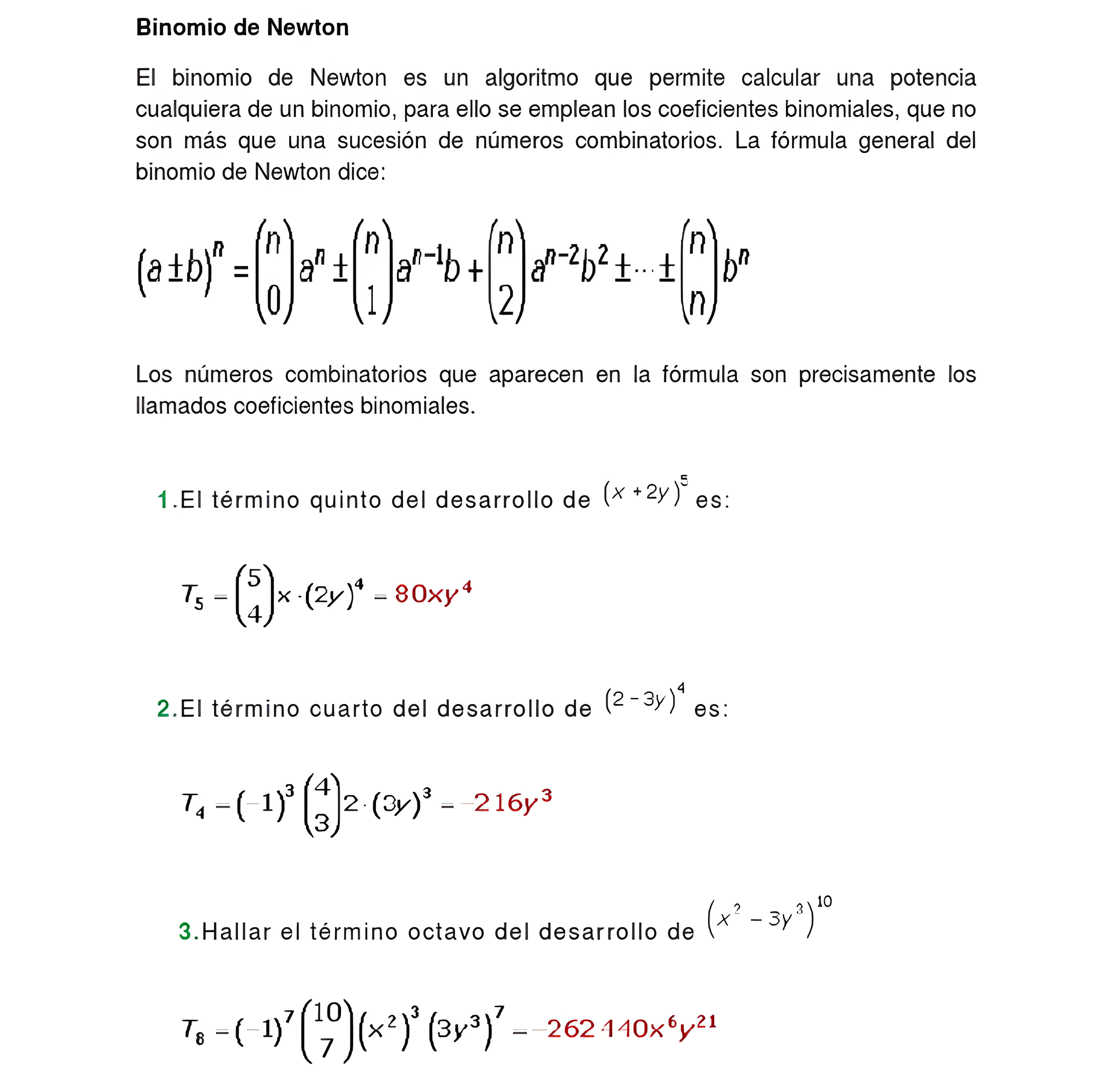 MAPA MENTAL SOBRE BINOMIO DE NEWTON