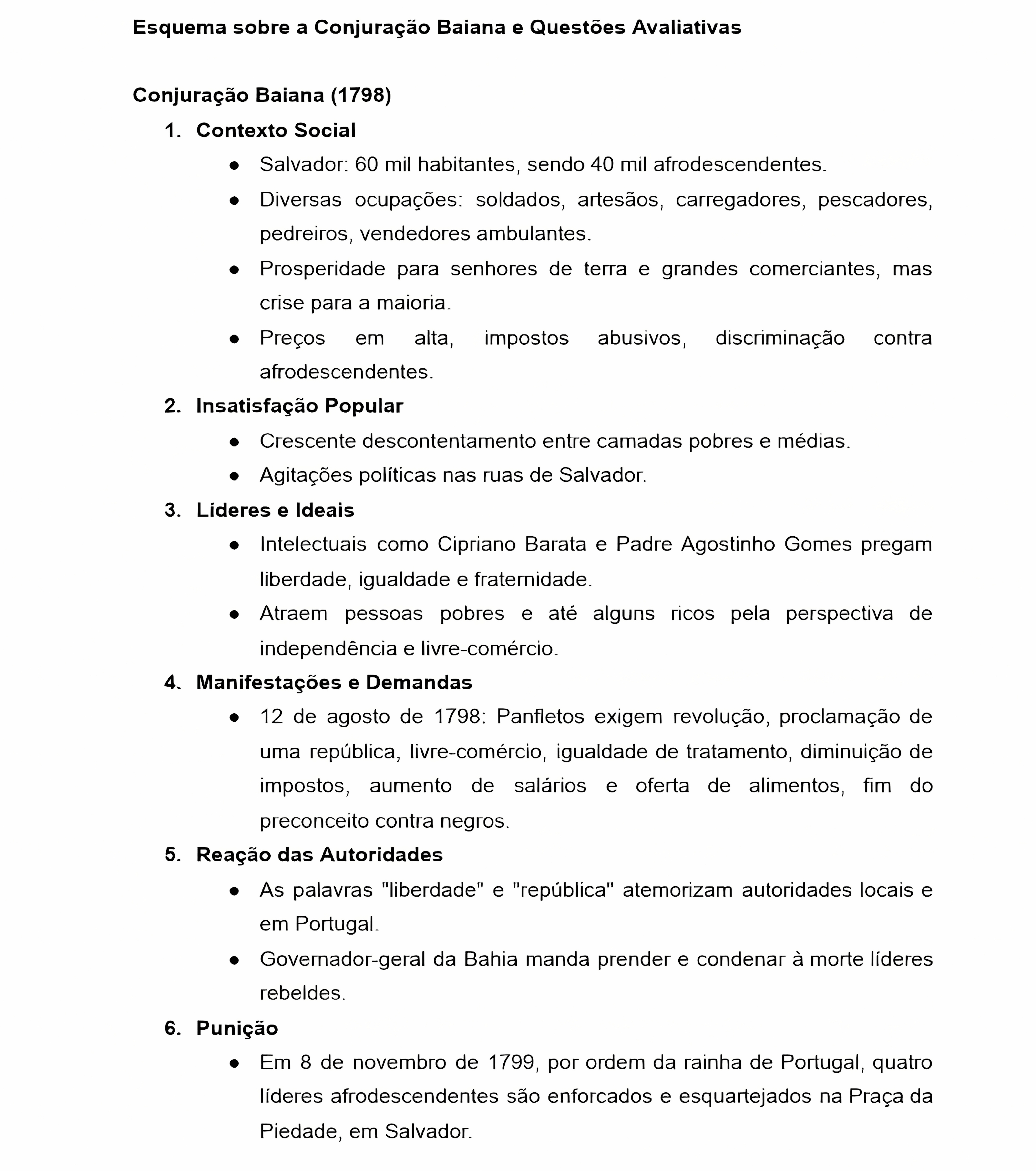 MAPA MENTAL SOBRE CONJURACAO BAIANA