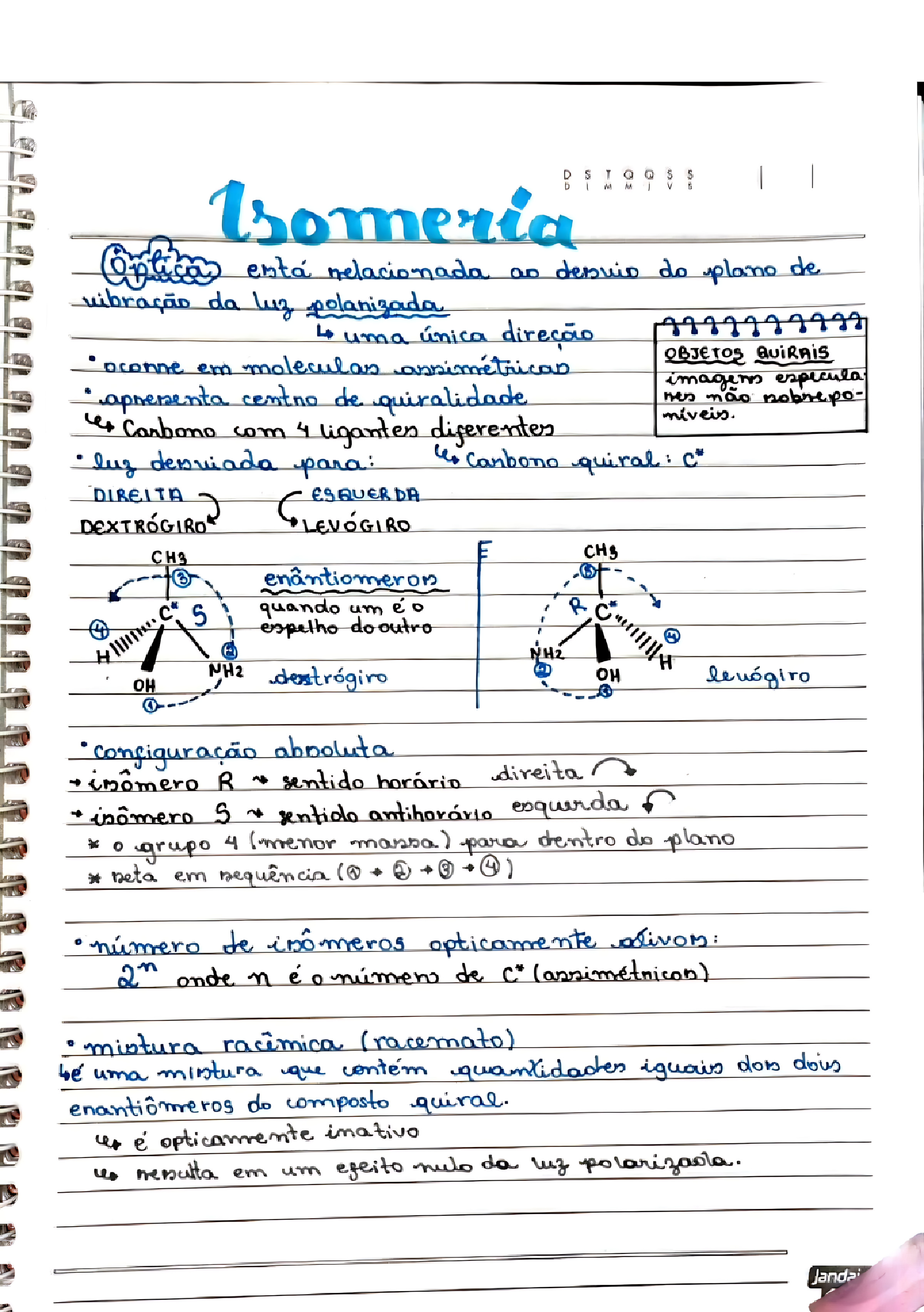 MAPA MENTAL SOBRE ISOMERIA ÓPTICA