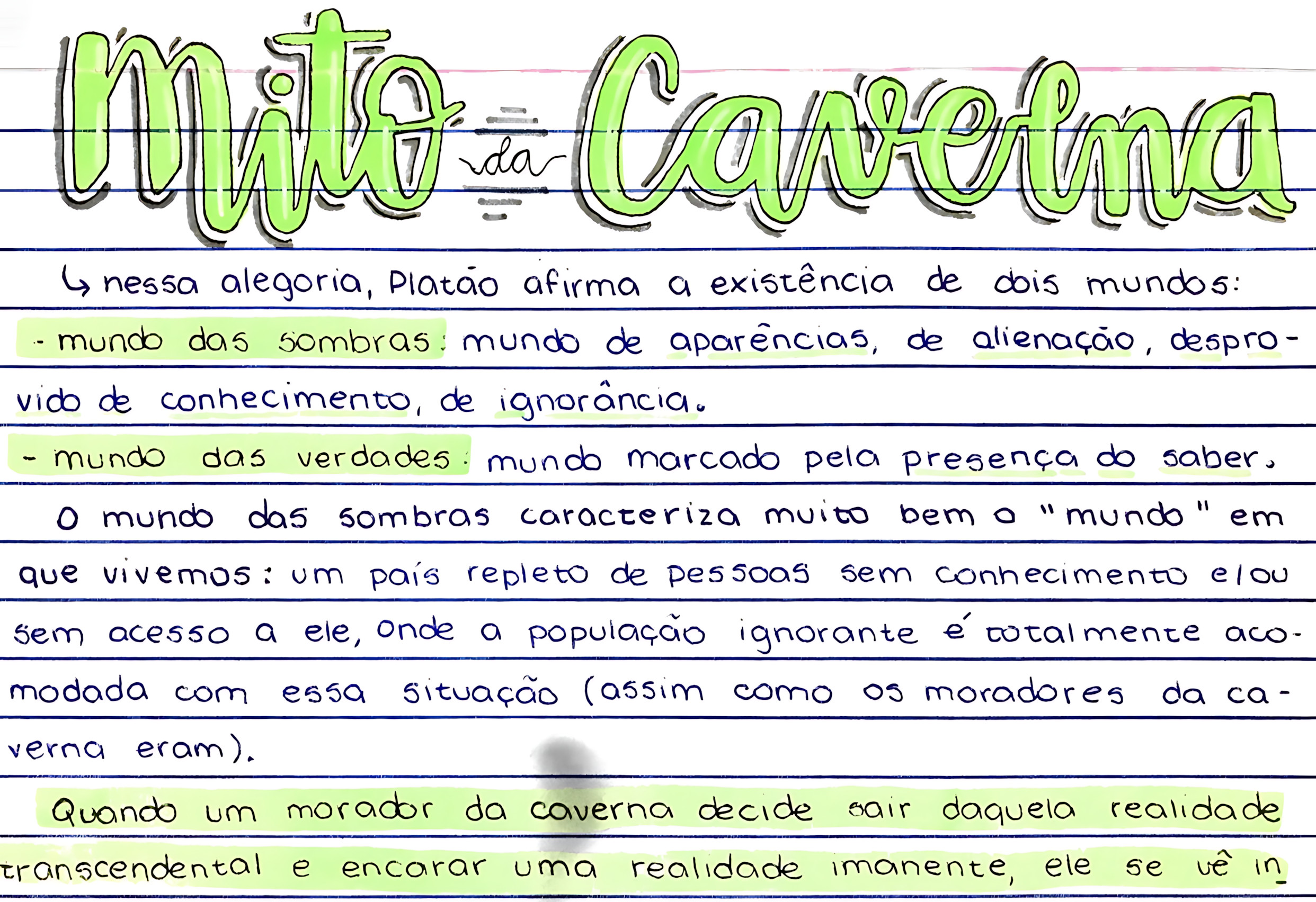 MAPA MENTAL SOBRE O MITO DA CAVERNA