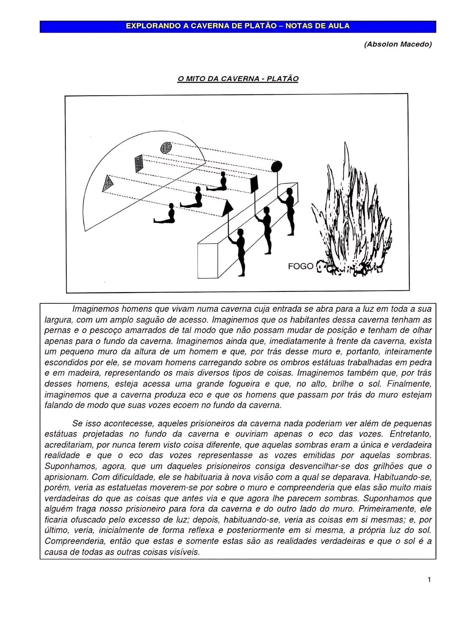 MAPA MENTAL SOBRE O MITO DA CAVERNA