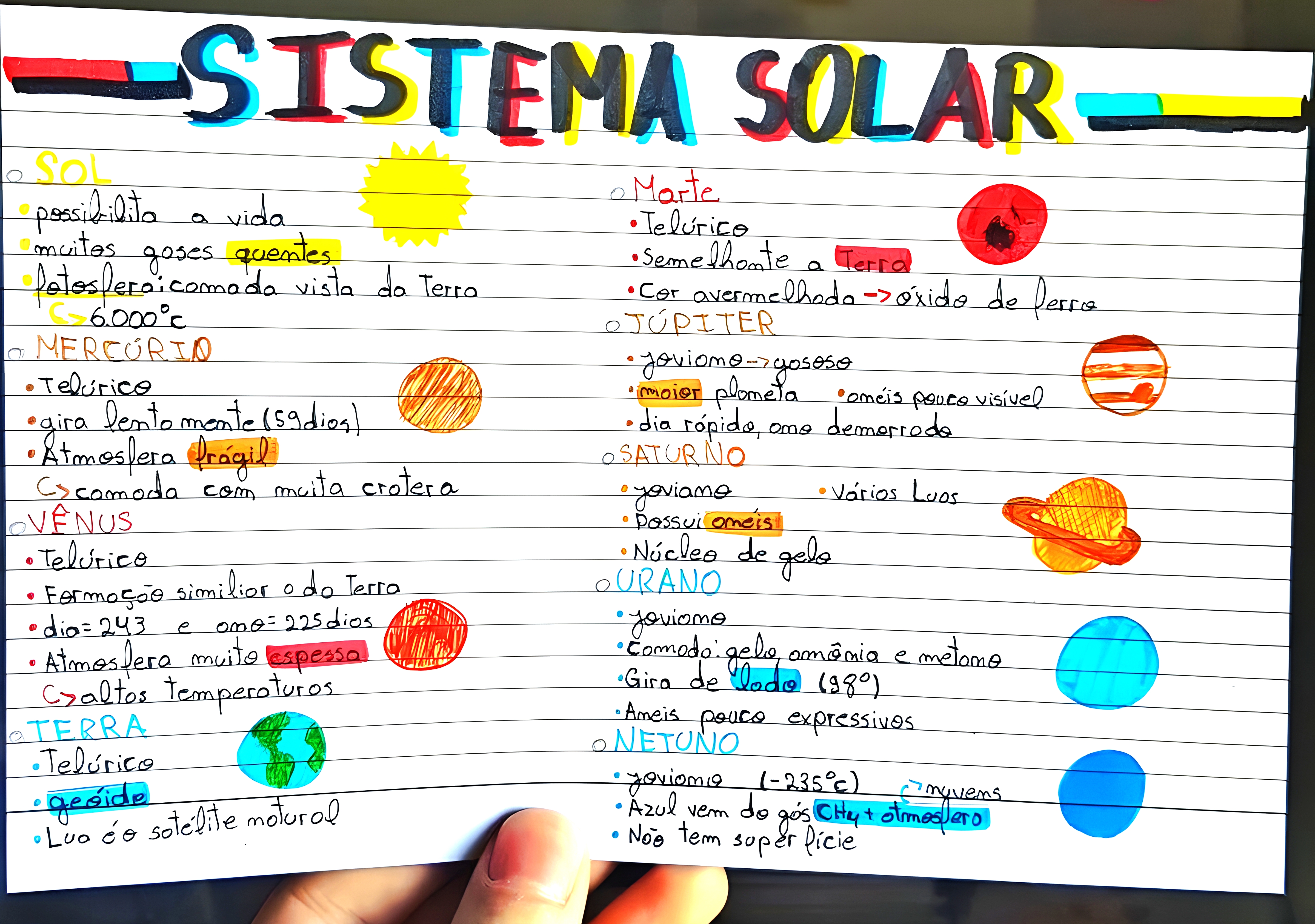 MAPA MENTAL SOBRE O SISTEMA SOLAR