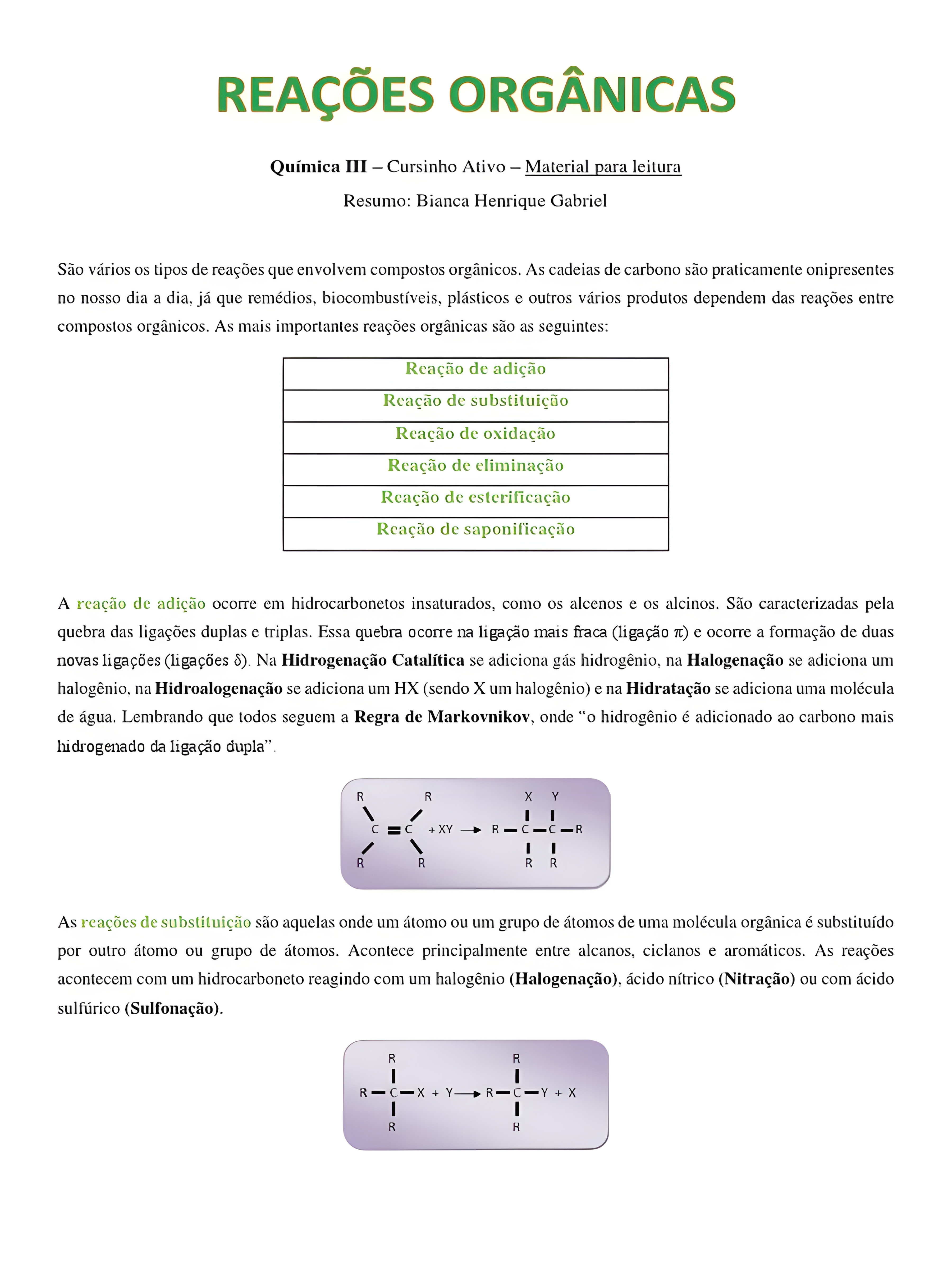 MAPA MENTAL SOBRE REACOES ORGANICAS