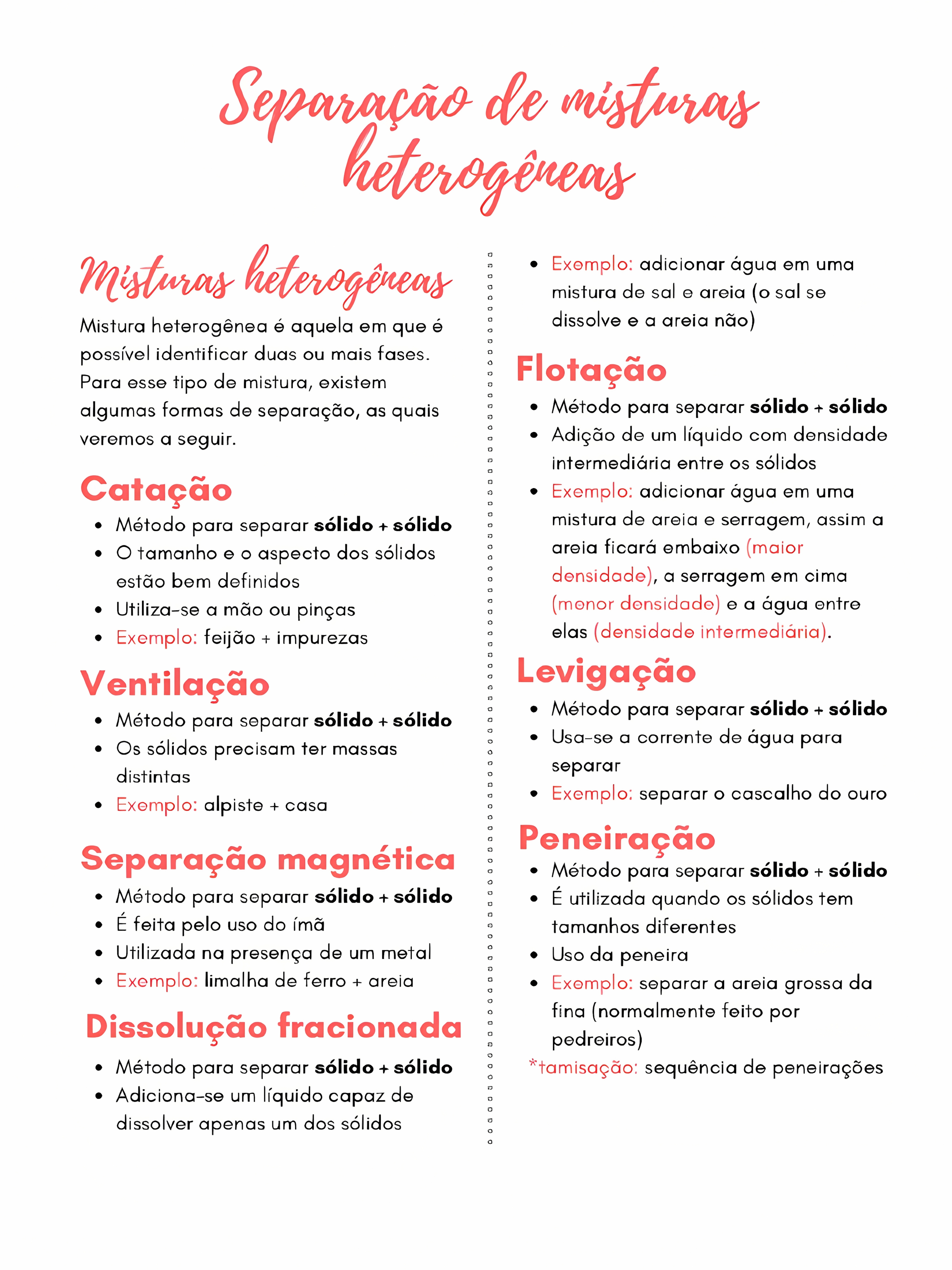 MAPA MENTAL SOBRE SEPARACAO DE MISTURAS