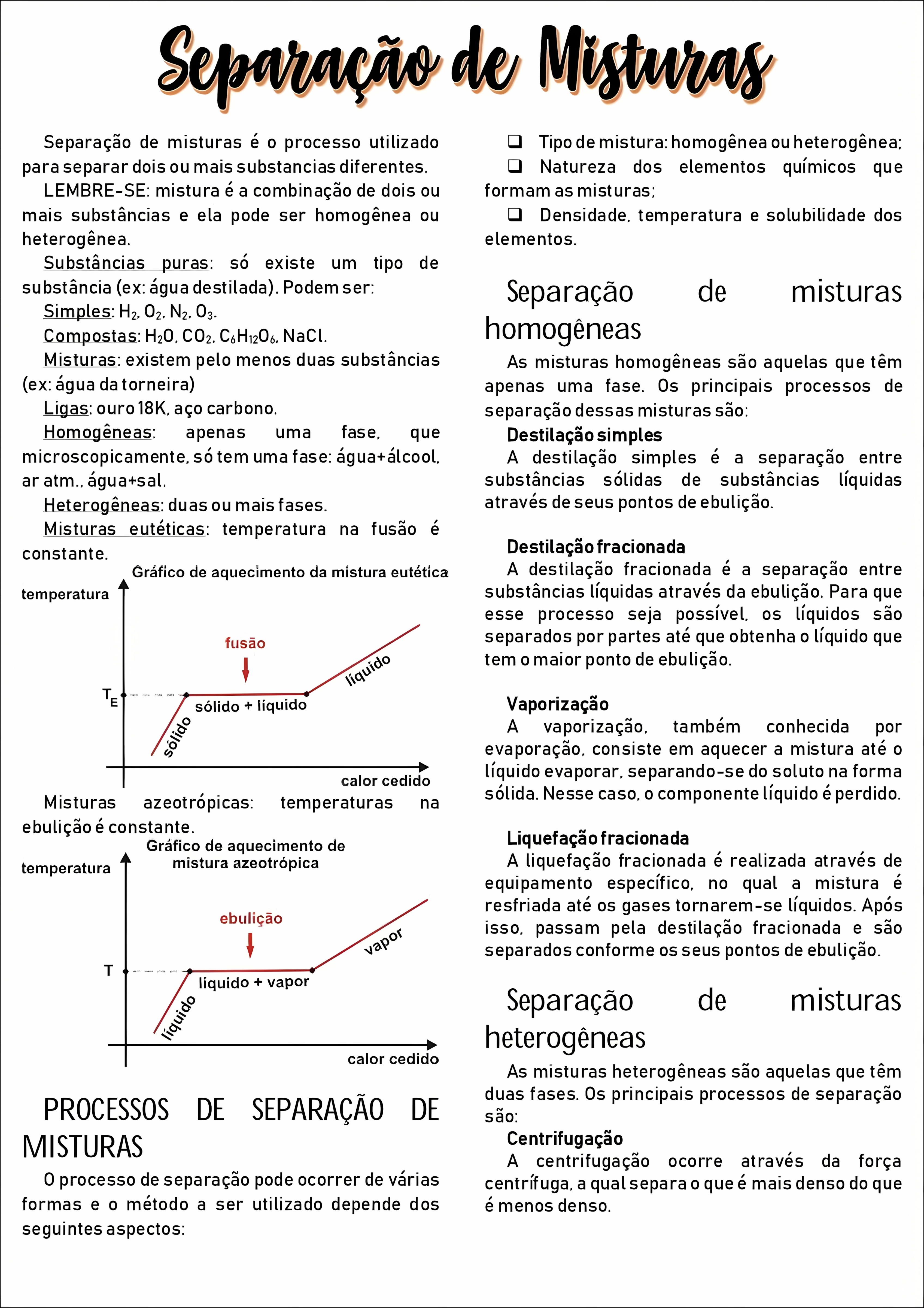 MAPA MENTAL SOBRE SEPARACAO DE MISTURAS