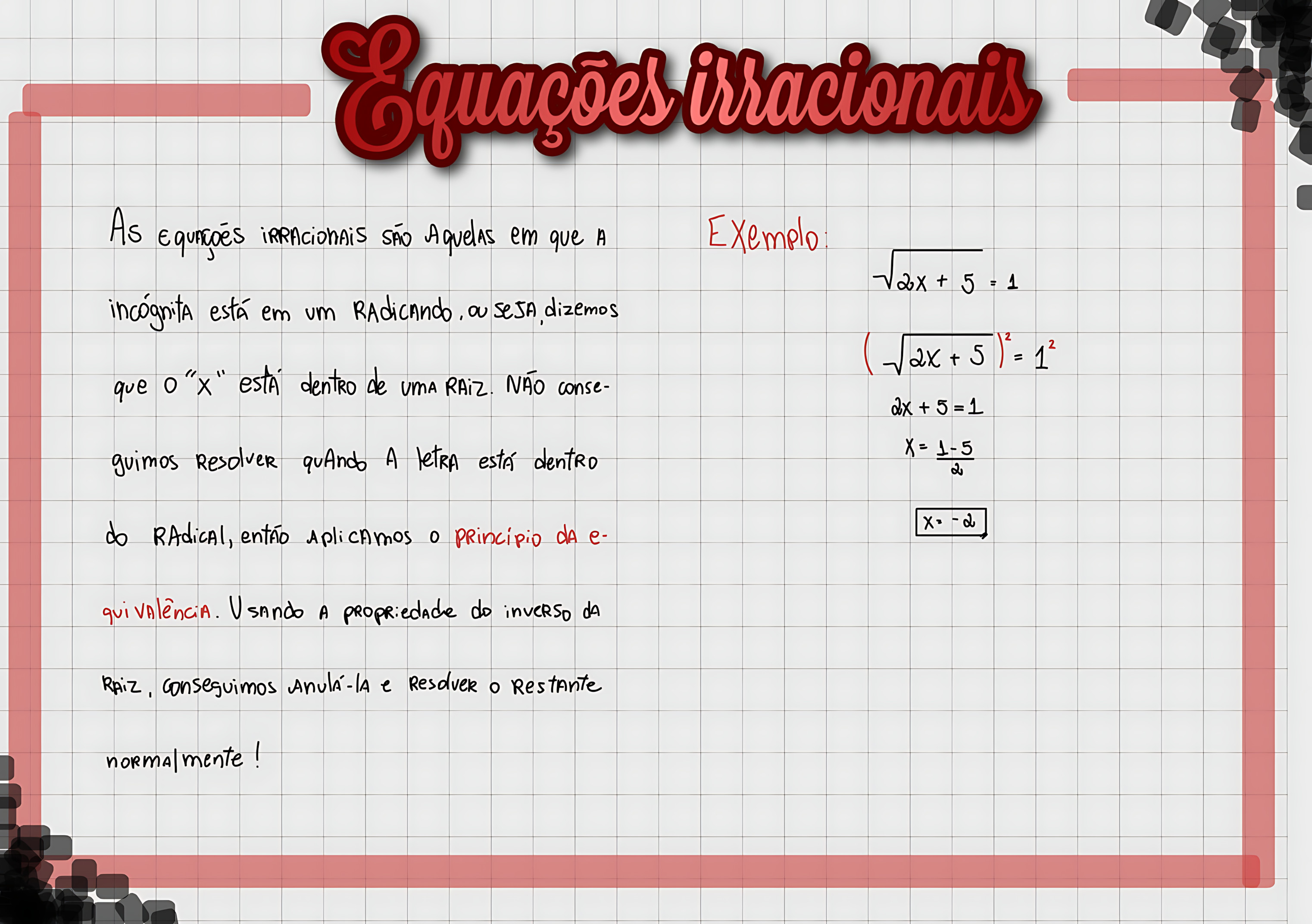 MAPA MENTAL SOBRE EQUAÇÃO IRRACIONAL
