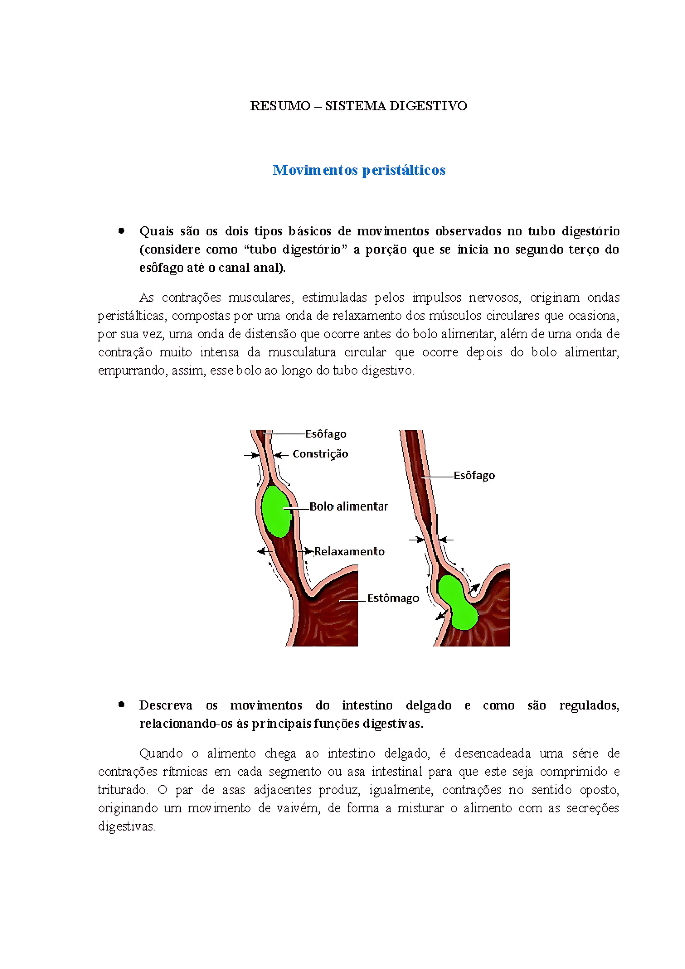 MAPA MENTAL SOBRE MOVIMENTOS PERISTÁLTICOS