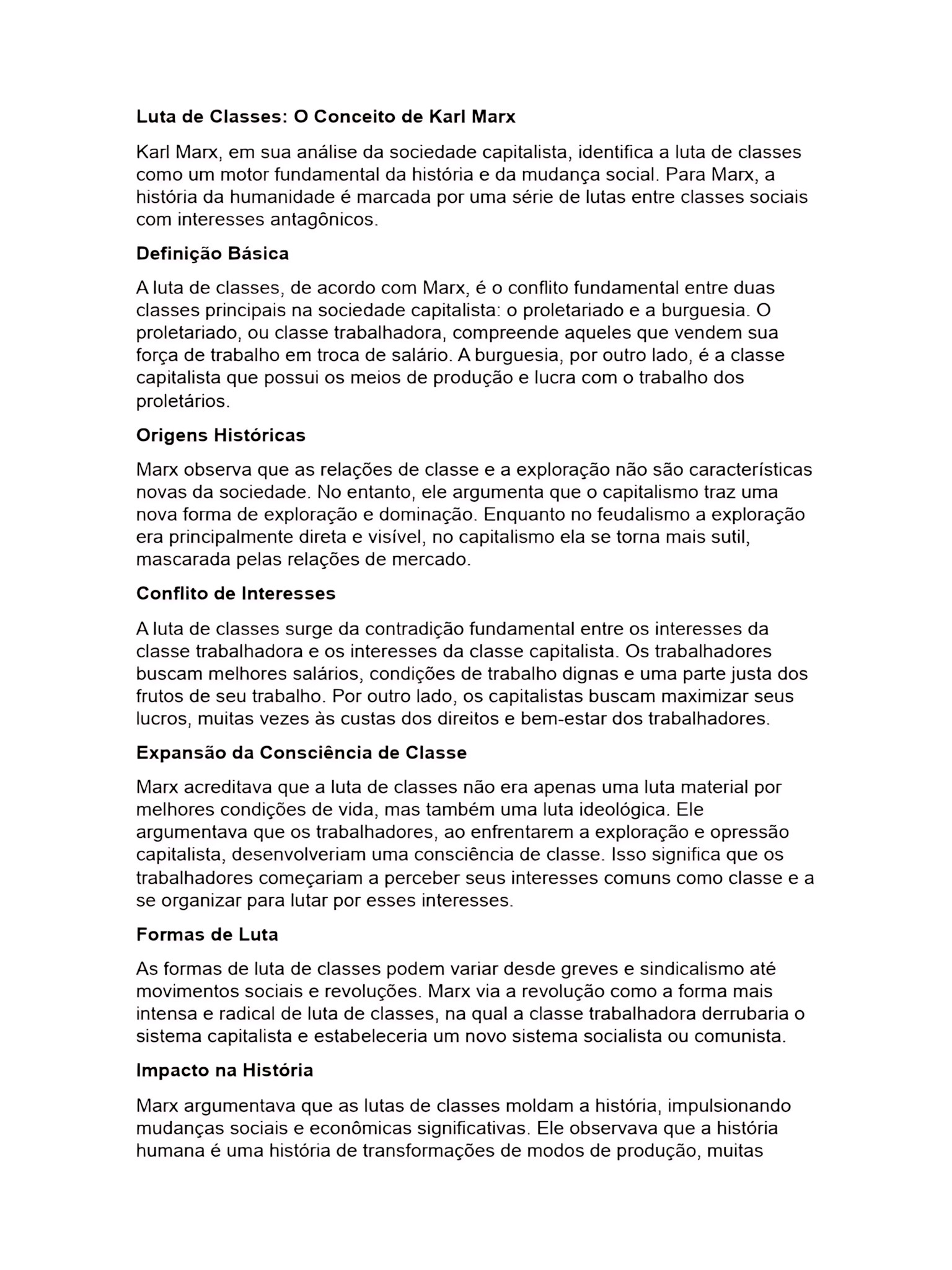 MAPA MENTAL SOBRE A LUTA DE CLASSES