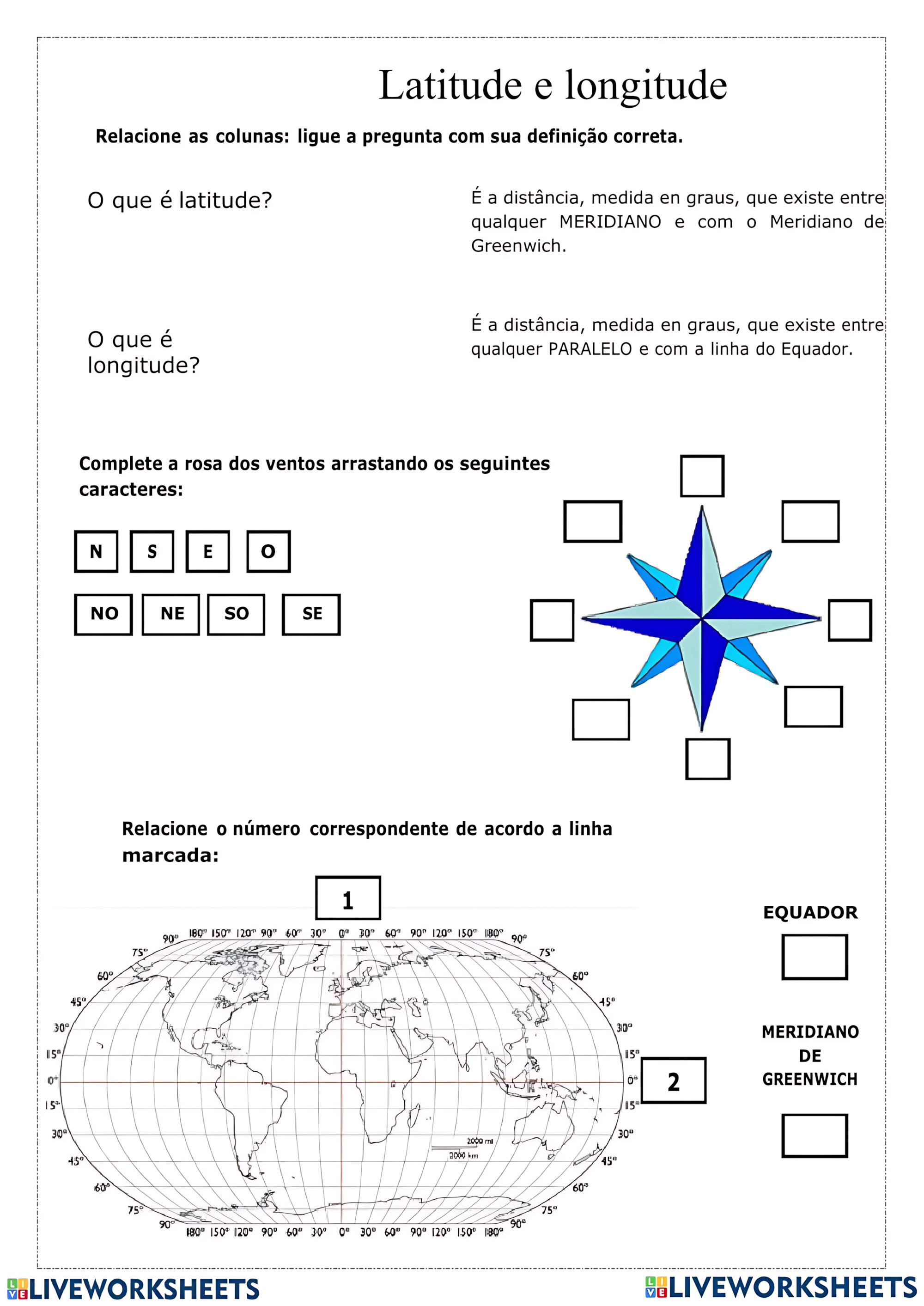MAPA MENTAL SOBRE LATITUDE E LONGITUDE