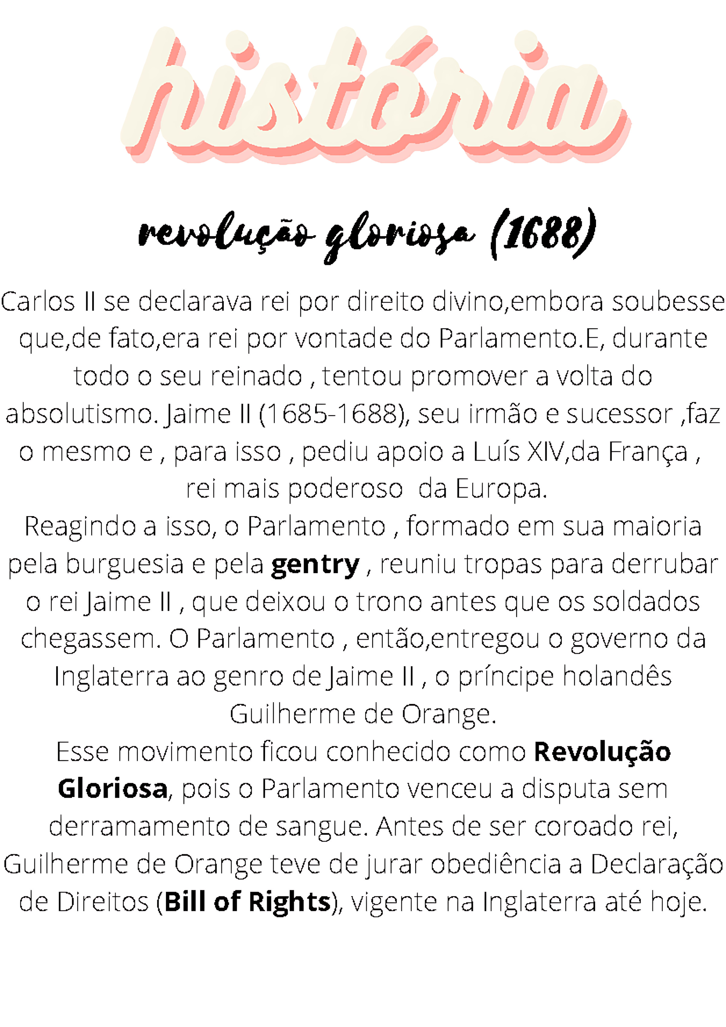 MAPA MENTAL SOBRE REVOLUÇÃO GLORIOSA