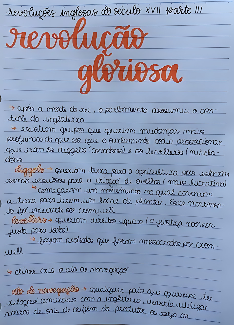 MAPA MENTAL SOBRE REVOLUÇÃO GLORIOSA