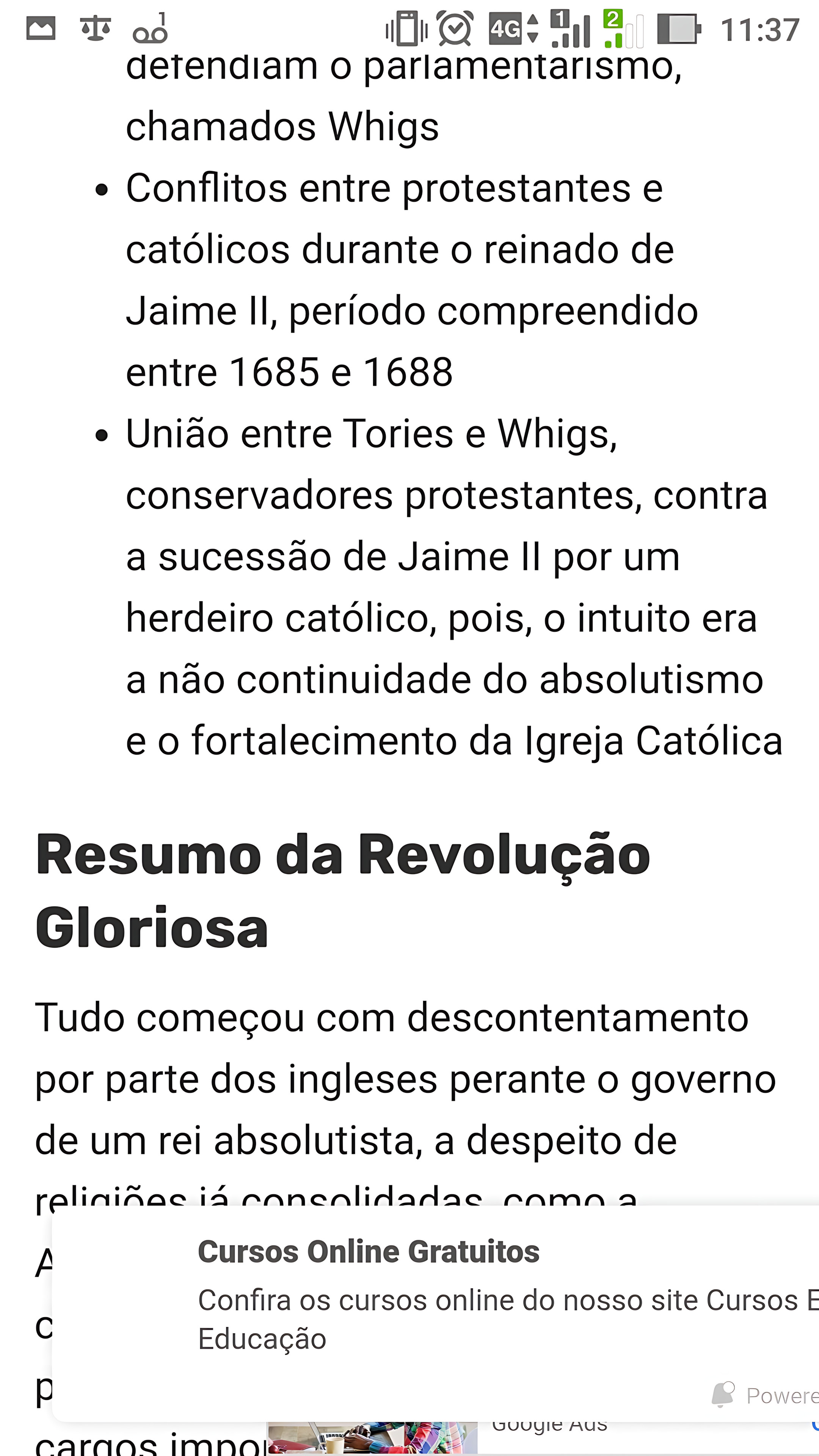 MAPA MENTAL SOBRE REVOLUÇÃO GLORIOSA